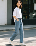 High Waist Slim Fit Casual Straight Pants for Women, Soft Stretch Daily Trousers