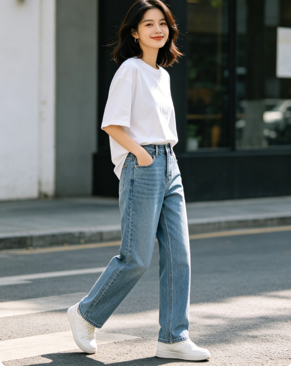 High Waist Slim Fit Casual Straight Pants for Women, Soft Stretch Daily Trousers